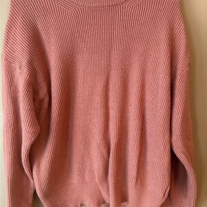 Black Tape Pink Cowl Neck Sweater with Ribbed Texture
